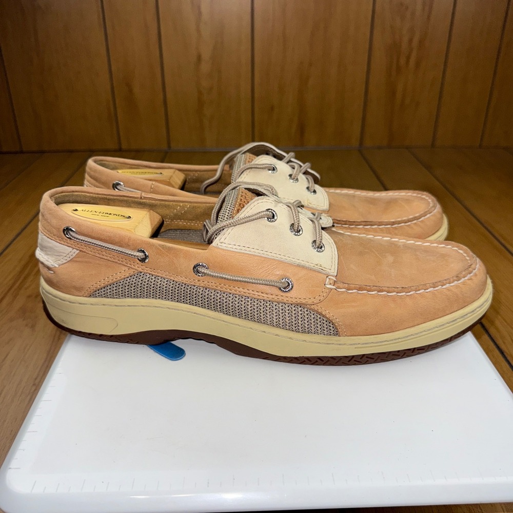 Sperry Top-Sider Billfish Tan Beige Leather Mesh Boat Shoes Mens 14M 0799023